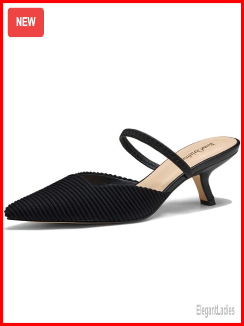 ReneChristine Kitten Heels Pointed Toe Slingback Pumps 2.36in Comma Heel